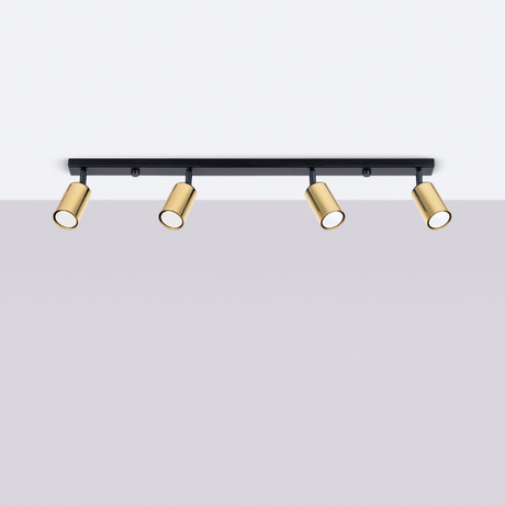Plafon WINX 4L czarny/złoty + 4x Żarówka LED GU-10 3000K Ciepła 7W 510lm