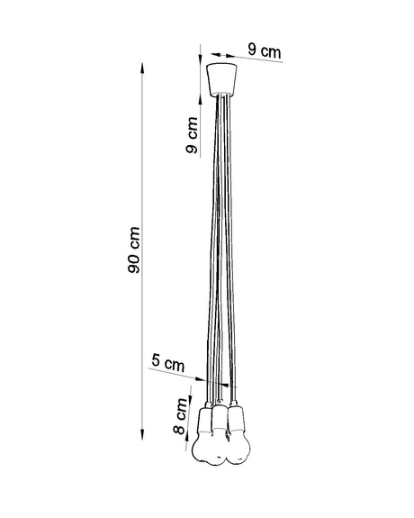 Lampa wisząca DIEGO 5 żółta + 5x Żarówka LED E27 4000K Zimna 7,5W 650lm