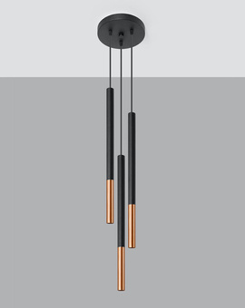 Lampa wisząca MOZAICA 3P czarny/miedź + 3x Żarówka LED G9 3000K Ciepła 4,5W 510lm