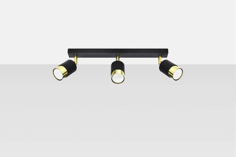 Plafon NERO 3 czarny/złoty + 3x Żarówka LED GU-10 4000K Zimna 7W 630lm
