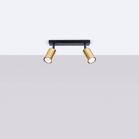 Plafon WINX 2 czarny/złoty + 2x Żarówka LED GU-10 4000K Zimna 7W 530lm