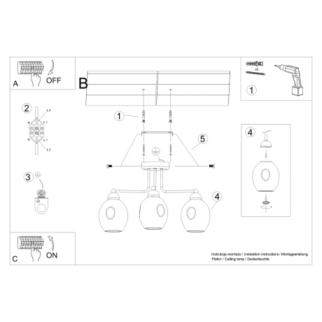 Żyrandol FILLAN 3 czarny