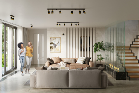 Plafon NERO 4 czarny/złoty + 4x Żarówka LED GU-10 4000K Zimna 7W 630lm