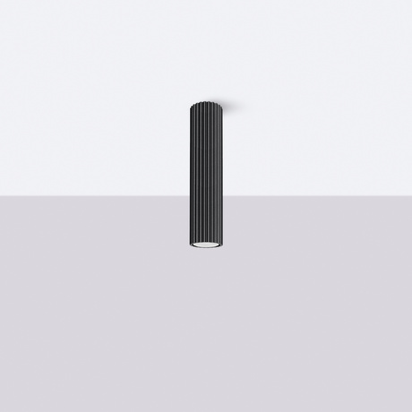 Plafon KARBON 30 czarny + 1x Żarówka LED GU-10 3000K Ciepła 7W 510lm