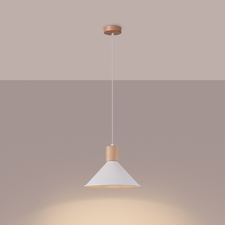 Lampa wisząca JAGA biała + 1x Żarówka LED E27 4000K Zimna 7,5W 690lm