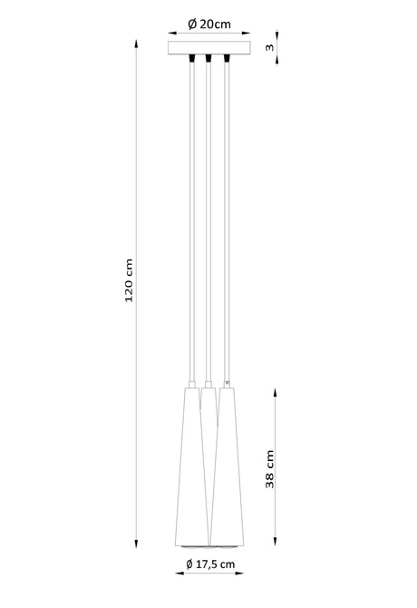 Lampa wisząca SULA 3P naturalne drewno + 3x Żarówka LED GU-10 3000K Ciepła 7W 620lm