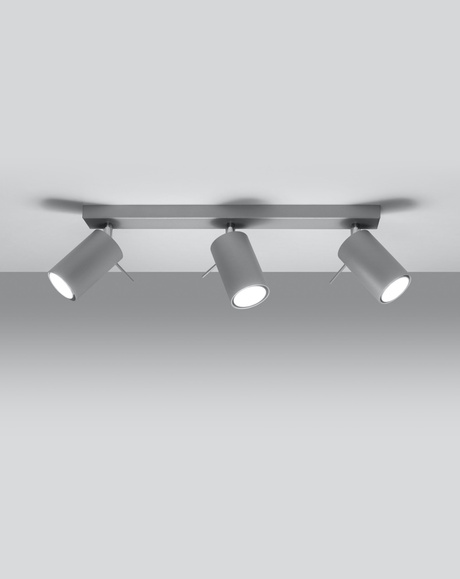 Plafon RING 3 szary + 3x Żarówka LED GU-10 4000K Zimna 7W 630lm