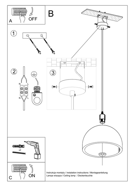 Lampa wisząca PABLITO + 1x Żarówka LED E27 4000K Zimna 7,5W 650lm