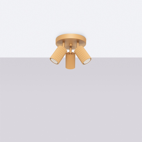 Plafon KARBON 3P złoty + 3x Żarówka LED GU-10 3000K Ciepła 7W 510lm