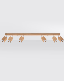 Plafon KEKE 6 dąb + 6x Żarówka LED GU-10 3000K Ciepła 7W 620lm