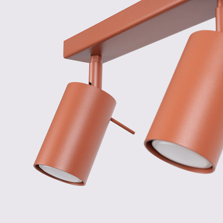 Plafon RING 4L ochra czerwona + 4x Żarówka LED GU-10 3000K Ciepła 7W 510lm