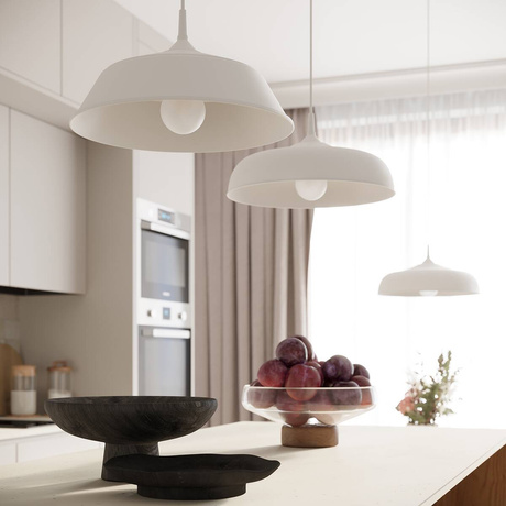 Lampa wisząca FRIKA biała + 1x Żarówka LED E27 4000K Zimna 7,5W 690lm