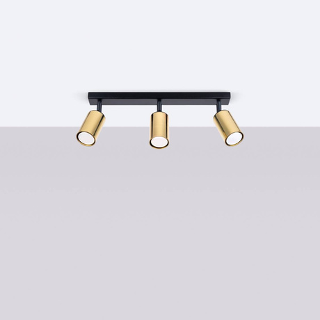 Plafon WINX 3 czarny/złoty + 3x Żarówka LED GU-10 3000K Ciepła 7W 510lm