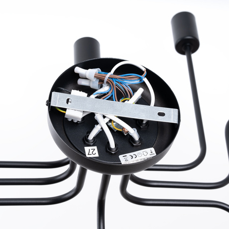 Żyrandol VECTOR 8 czarny + 8X Żarówka LED E27 3000K 7W 760lm