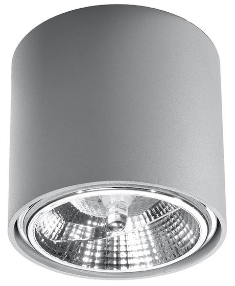 Plafon TIUBE szary + 1x Żarówka LED GU10 AR111 3000K CIEPŁA 12W 800lm