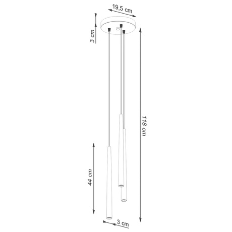 Lampa wisząca BLISS 3P czarna +3x Żarówka LED G9 3000K Ciepła 4,5W 450lm