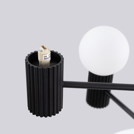 Żyrandol HALO 6 czarny + 6X Żarówka LED G9 3000K Ciepła 4,5W 450lm