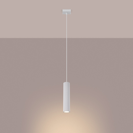 Lampa wisząca KARBON 1 biały + 1x Żarówka LED GU-10 4000K Zimna 7W 530lm