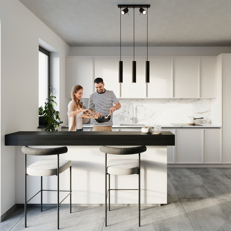 Lampa wisząca RING 3 czarny + 5x Żarówka LED GU-10 4000K Zimna 7W 630lm