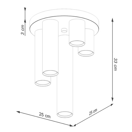 Plafon LAGOS 5P czarny + 5x Żarówka LED GU-10 4000K Zimna 7W 530lm