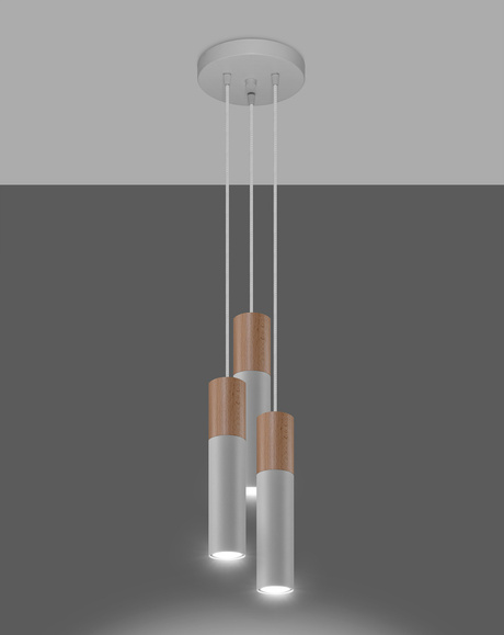 Lampa Wisząca PABLO 3P biała + 3x Żarówka LED GU-10 4000K Zimna 7W 630lm
