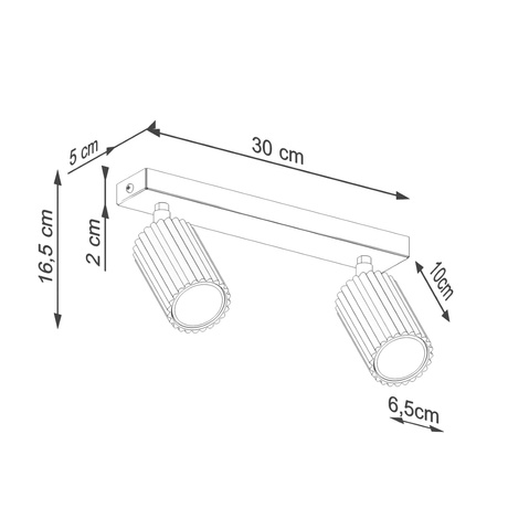 Plafon KARBON 2 biały + 2x Żarówka LED GU-10 4000K Zimna 7W 530lm