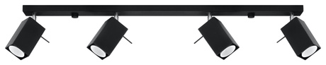 Plafon MERIDA 4L czarny + 4x Żarówka LED GU-10 3000K Ciepła 7W 620lm