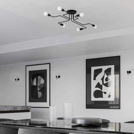 Żyrandol VECTOR 6 czarny + 6X Żarówka LED E27 3000K 7W 760lm