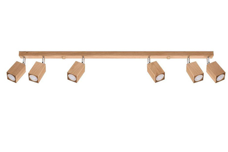 Plafon KEKE 6 dąb + 6x Żarówka LED GU-10 4000K Zimna 7W 630lm