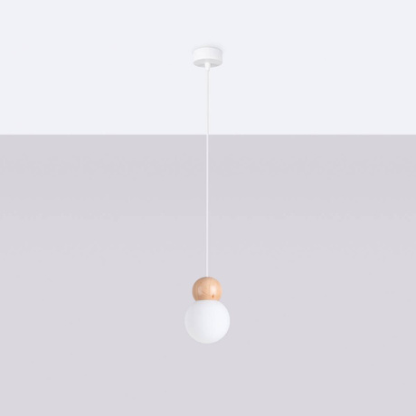 Lampa wisząca PEKKA 1 biała/naturalne drewno + 1x Żarówka LED G9 3000K Ciepła 4,5W 450lm