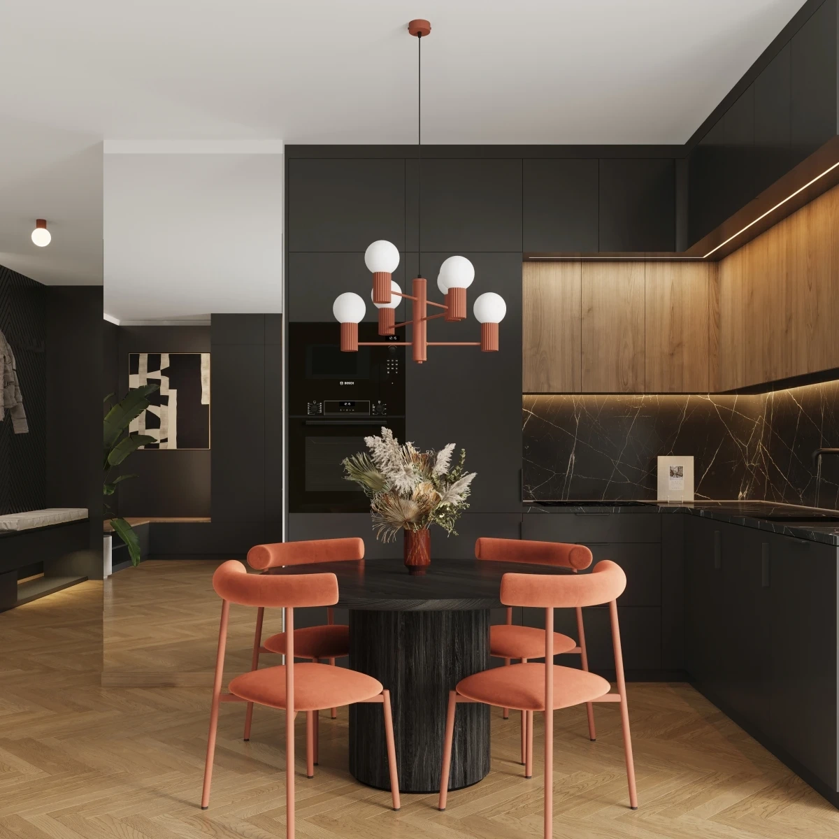 Żyrandol HALO 6 ochra czerwona