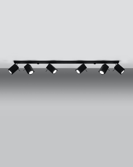 Plafon MERIDA 6L czarny + 6x Żarówka LED GU-10 4000K Zimna 7W 630lm