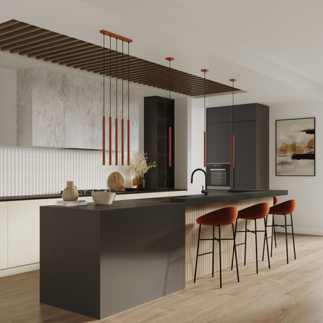 Lampa wisząca PASTELO 5P ochra czerwona + 5x Żarówka LED G9 3000K Ciepła 4,5W 450lm