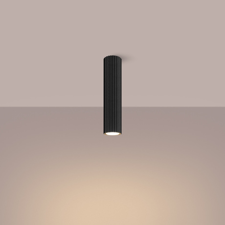 Plafon KARBON 30 czarny + 1x Żarówka LED GU-10 4000K Zimna 7W 530lm