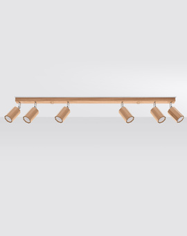 Plafon ZEKE 6 dąb + 6x Żarówka LED GU-10 3000K Ciepła 7W 620lm