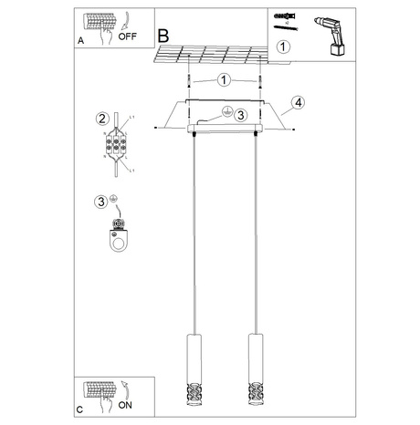 Lampa wisząca LIRO 2 biały + 2X Żarówka LED GU-10 4000K Zimna 7W 530lm