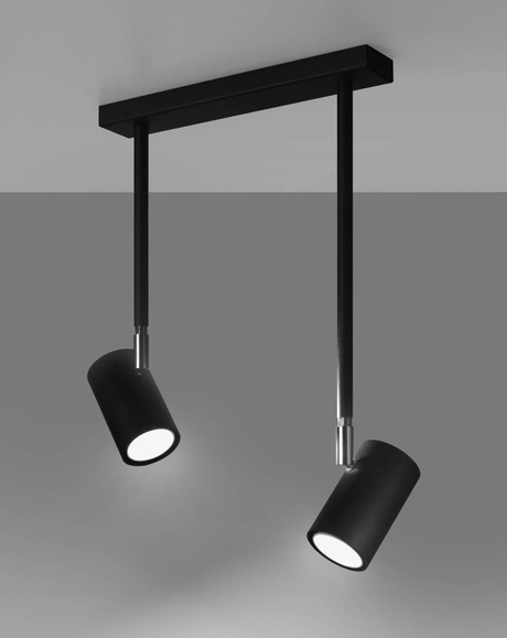 Plafon NORANO 2 czarny + 2x Żarówka LED GU-10 3000K Ciepła 7W 620lm