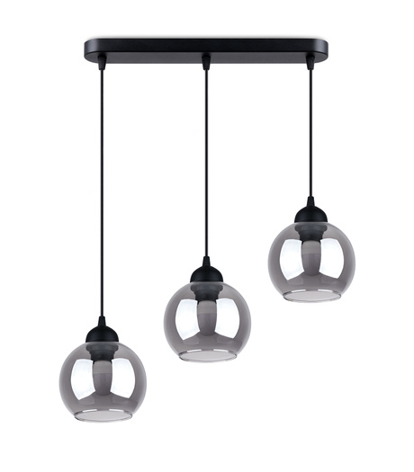 Lampa wisząca ALINO 3 czarna + 3x Żarówka LED E27 4000K Zimna 7,5W 690lm