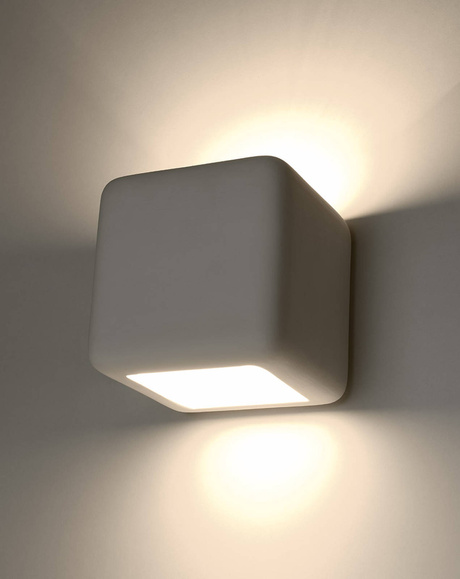 Kinkiet ceramiczny NESTA biały + 1x Żarówka LED E27 4000K Zimna 7,5W 650lm