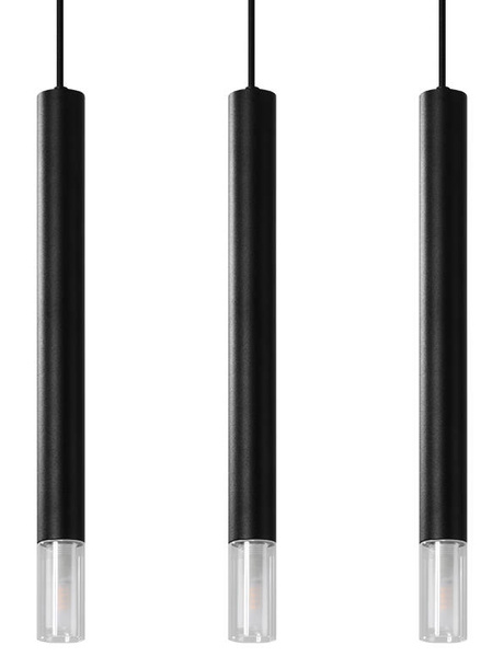Lampa wisząca WEZYR 3 czarna + 3x Żarówka LED G9 3000K Ciepła 4,5W 510lm