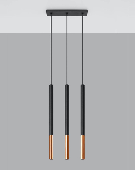 Lampa wisząca MOZAICA 3L czarny/miedź + 3x Żarówka LED G9 4000K Zimna 3W 204lm