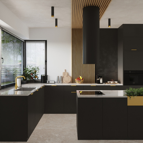 Plafon NERO 12,5 czarny/złoty + 1x Żarówka LED GU-10 3000K Ciepła 7W 510lm