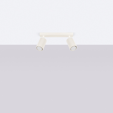 Plafon KARBON 2 beżowy + 2x Żarówka LED GU-10 4000K Zimna 7W 530lm