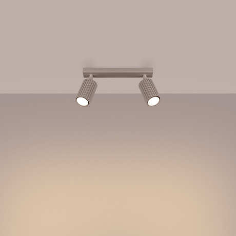 Plafon KARBON 2 taupe + 2X Żarówka LED GU-10 3000K Ciepła 7W 510lm