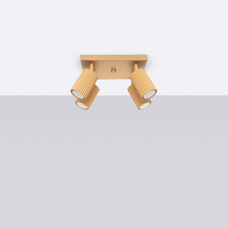 Plafon KARBON 4 złoty + 4x Żarówka LED GU-10 3000K Ciepła 7W 510lm