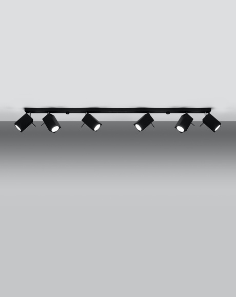Plafon MERIDA 6L czarny + 6x Żarówka LED GU-10 4000K Zimna 7W 630lm