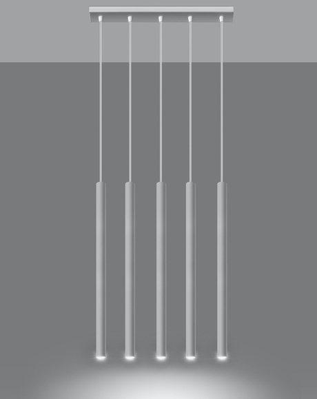 Lampa wisząca PASTELO 5 biały + 5x Żarówka LED G9 4000K Zimna 3W 204lm