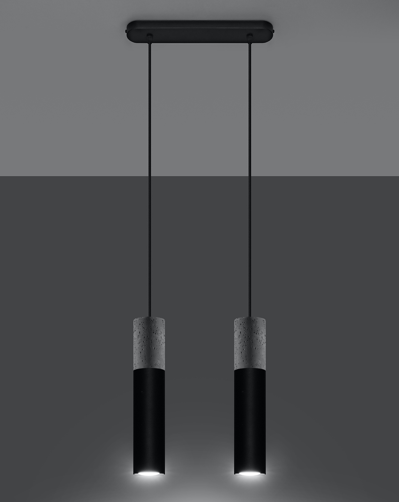 Lampa wisząca BORGIO 2 czarna + 2x Żarówka LED GU-10 3000K Ciepła 7W 620lm