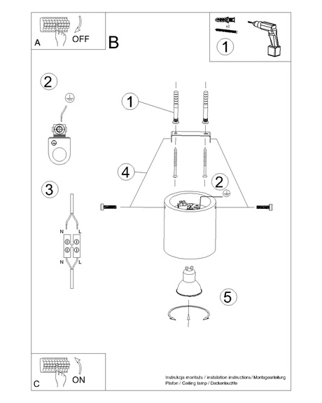 Plafon ORBIS naturalne drewno + 1x Żarówka LED GU-10 4000K Zimna 7W 630lm