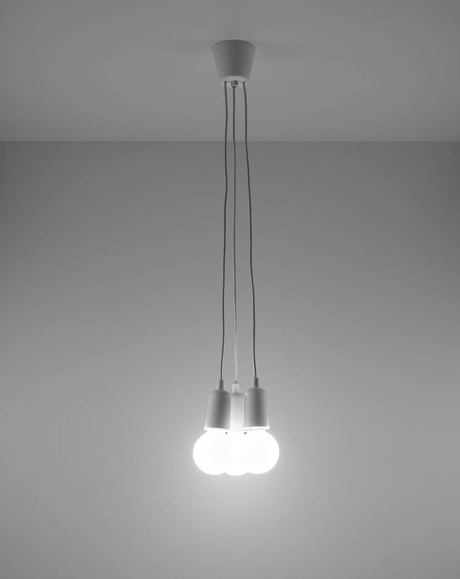 Lampa wisząca DIEGO 3 biała + 3x Żarówka LED E27 3000K Ciepła 7,5W 620lm